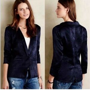 Anthropologie Capulet Navy Satin Blazer